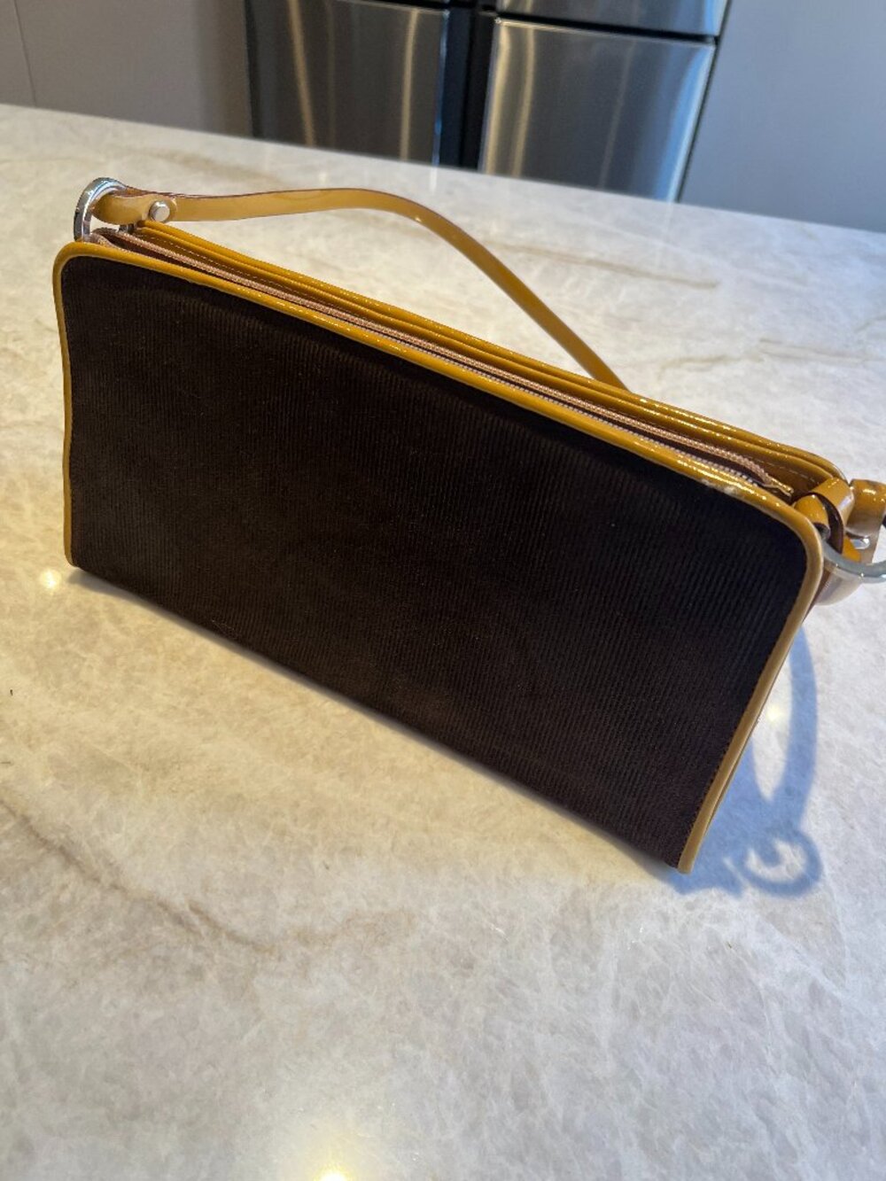 Vintage Brown "Corduroy" Suede Leather bag by Barbara
